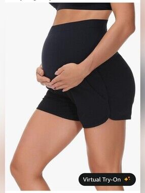 Maternity High-Waist Black Shorts
